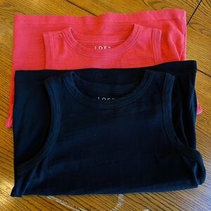 LOFT Set of TWO Harbor Tank Top, Size M, Black and Coral Red